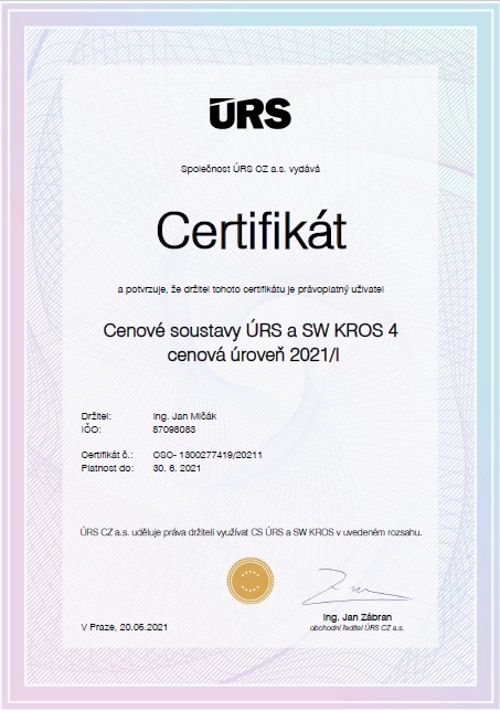 Certifikát URS